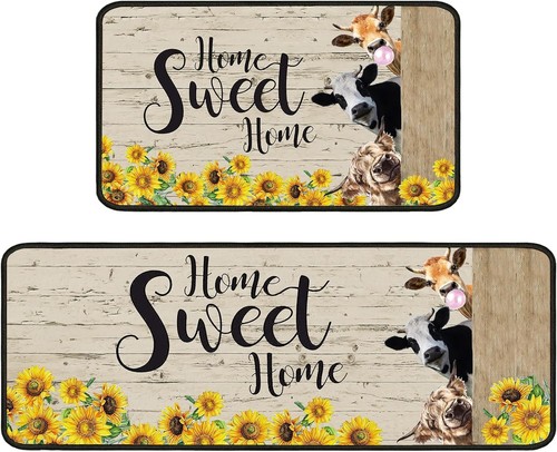 Sunflower Kitchen Rugs Cow Mats for Floor 2 Mat