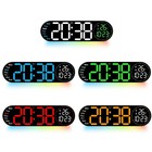Sleek Oval Design LED Wall Clock with Temperature Date Display and Lights