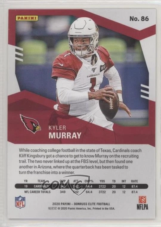 2020 Panini Donruss Elite Purple /99 Kyler Murray #86 - Image 2 of 2