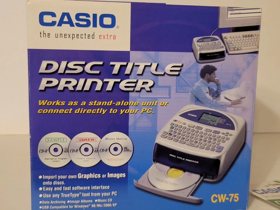 CASIO CW-75 CD Printer Disc Title Printer Standalone/USB Qwerty Keyboard NEW - Image 3 of 4