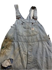 Vtg 1950s Penneys Big Mac Pinstripe Overalls Distressed Thrashed 50s 40x28
