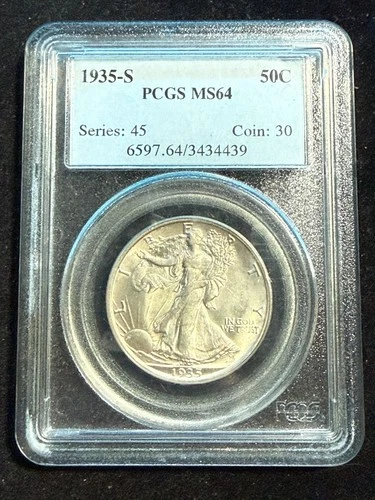 1935 S WALKING LIBERTY HALF DOLLAR PCGS MS64 439