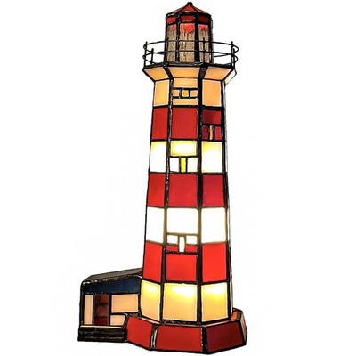 Bieye L10941 Sambro Island Lighthouse Tiffany  Stained Glass Accent Table Lamp