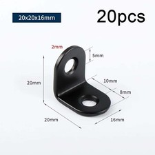 Corner Brace Angle Bracket Fastener L Shape 20/30/40mm Black Round End 20pcs