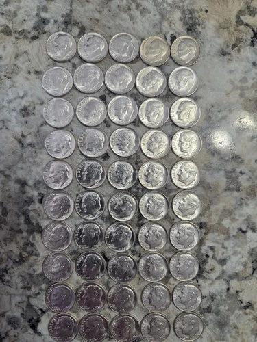 1964-D Roll of (50) Unc Roosevelt Silver Dimes $5 Face Value 90% Silver