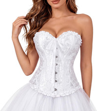 Women'S Victorian Overbust Corset Top, Brocade Lace-Up Renaissance Bustier Vic