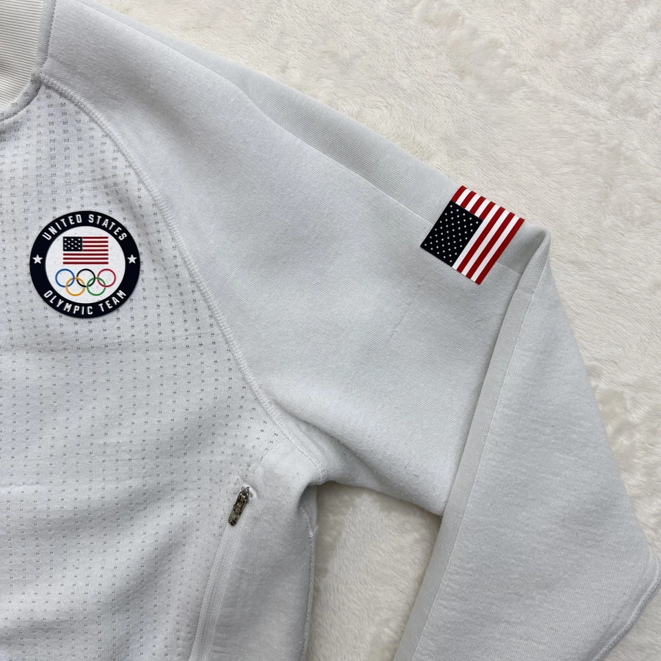 Nike EE. UU. Equipo Olímpico Chaqueta Para Hombres Pequeña Blanca Cremallera Completa Camiseta de Pista CK4826-100 Foto 3 de 4