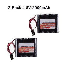 2-Pack 4.8V 2000mAh NiMH RX Receiver Battery Pack RC Futaba Hitec JR USA