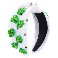 St. Patrick's Day Headbands Green Shamrock Headband for Women Girls Embellished