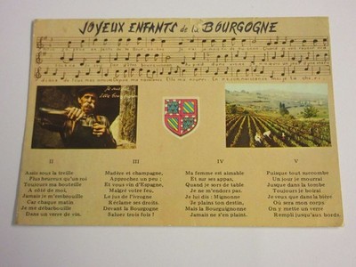 CP POSTCARD SONG LYRICS AND MUSIC JOYFUL CHILDREN OF BURGUNDY