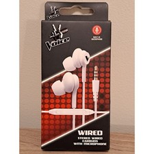 Voice Wired Stereo Earbuds LOT OF 4 Mic Tangle Free Braided Cable 4 Feet White