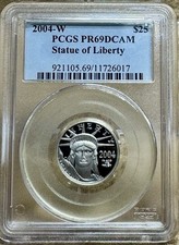 2004 W $25 Platinum Statue Liberty PCGS PR 69 DCAM 1/4 Oz.