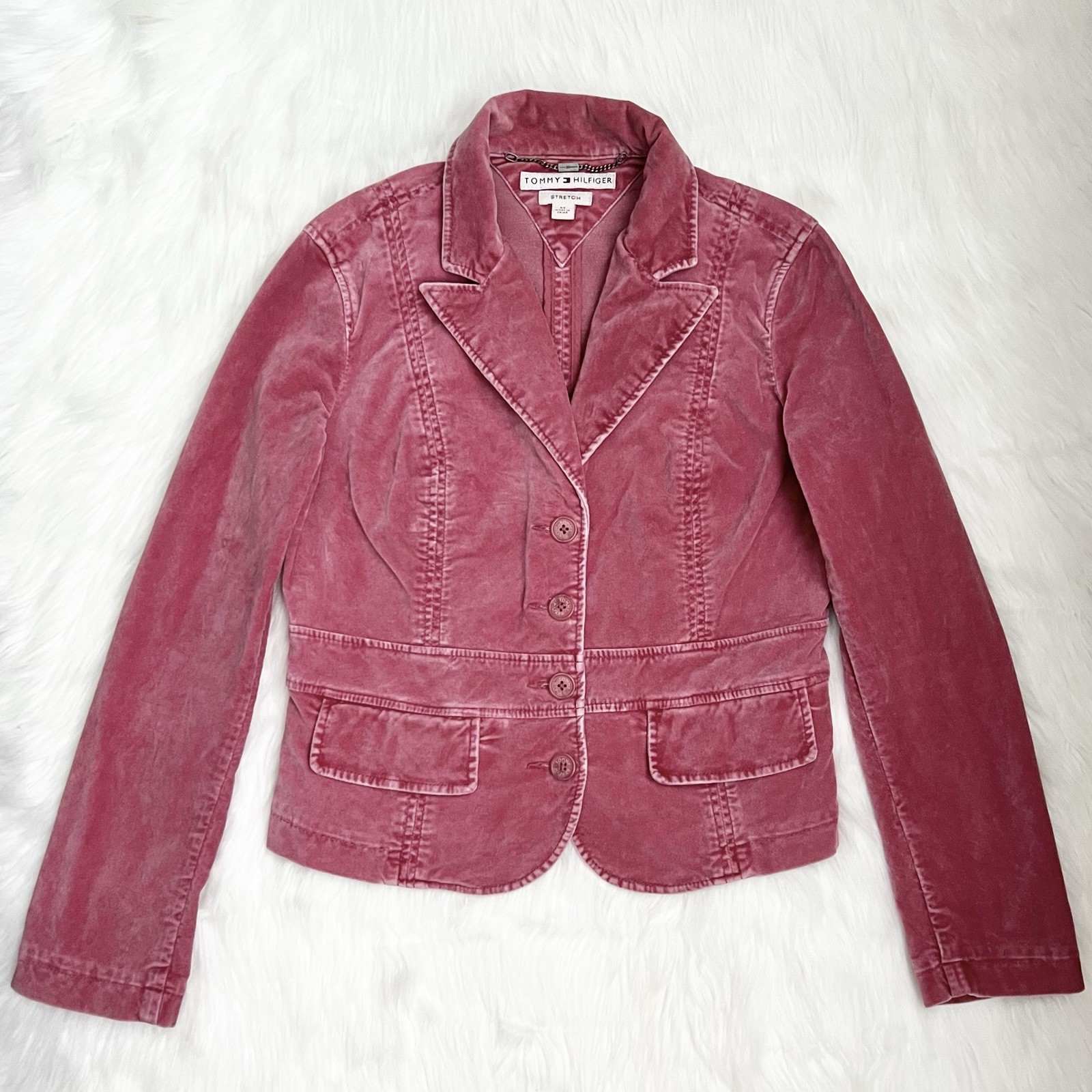 Tommy Hilfiger Vintage Y2K 2005 Pink Blazer Jacket with Button Up Front Size M