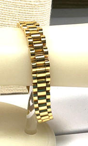Authentic Bracelet Gold Plated Hinged Block Pattern Lot 83D