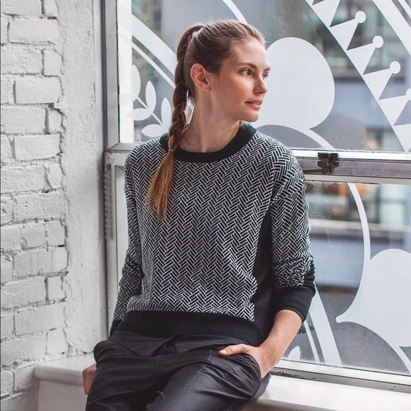 Suéter Pullover Lululemon Lana Merino Mujer Espiga Top Chevron Geométrico Foto 2 de 4