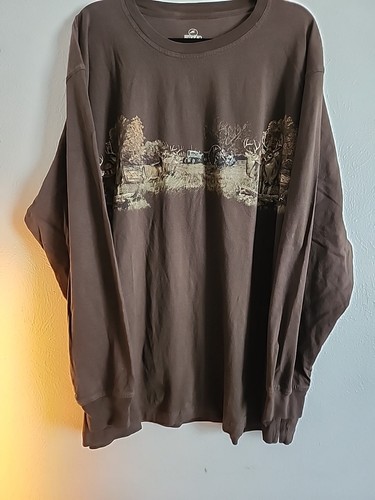 Men’s Redhead Long Sleeve Shirt Size 3XL Brown DEER SCENE WILD TURKEY BARN - Picture 4 of 6