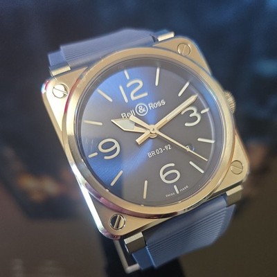 Bell & Ross BR 03-92-S Blue Steel Automatic Men's Aviator Watch Runs Excellent.