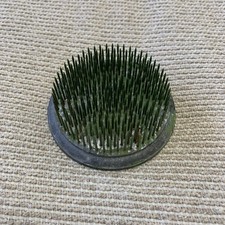 Vintage 3  -Inch Green Spiked Metal Flower Holder Frog Ikebana Floral Arrangement