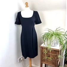 TOAST Black Dress UK 12 Wool Shift Classic Timeless Minimalist Professional