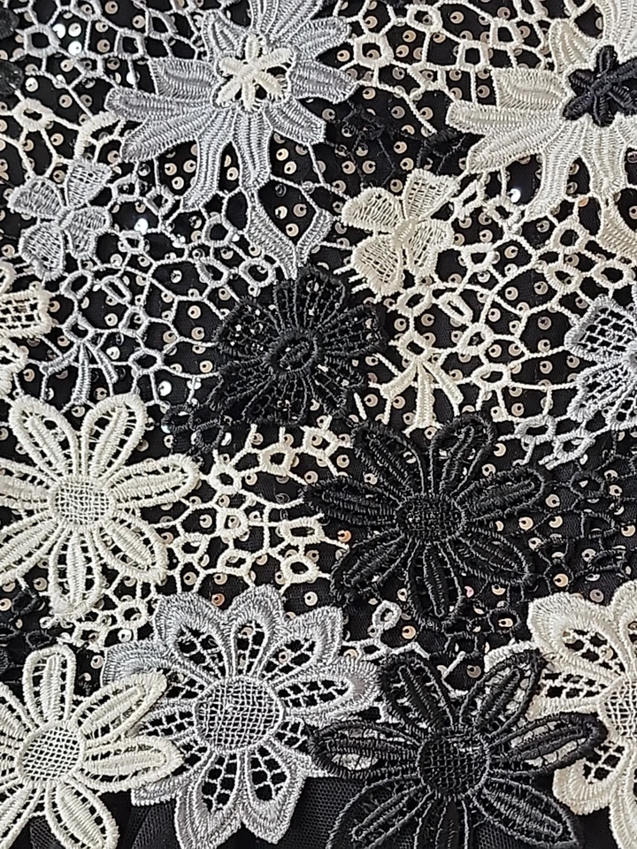 Biscotti Girls Black Gray Ivory Sequined Party Dress Size 6X Preowned - Image 2 of 4