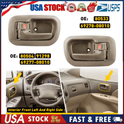 Door Handle Beige Interior Inside Front Driver Passenger Side for 98-03 Sienna