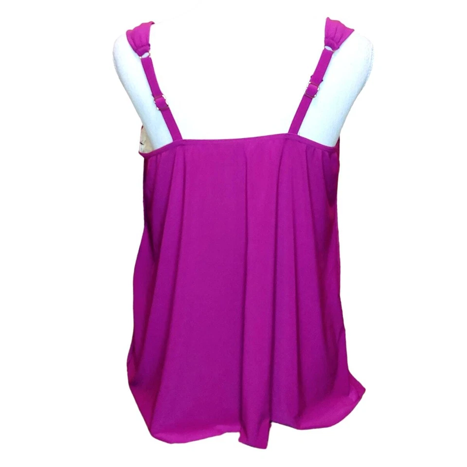 Miraclesuit Razzle Dazzle Tankini Top Framboise Pink Underwire Size 10 NWT - Изображение 3 из 4