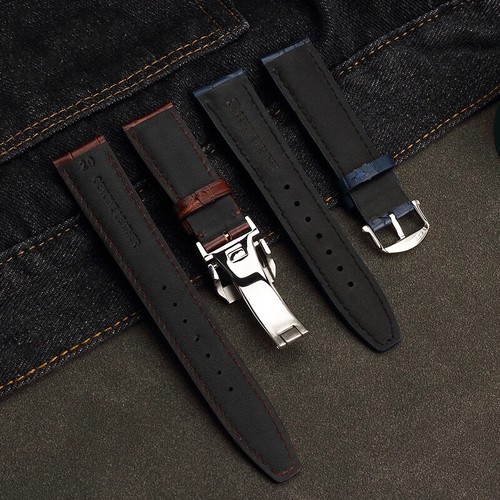 20 mm 22 mm Rindsleder Uhrenarmband gebogenes Ende Kalbsleder Uhrenarmband Armband für IWC - Bild 3 von 24