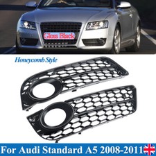 Pair HONEYCOMB HEX Front Bumper Fog Light Grille Cover For Audi A5 Coupe 2008-11