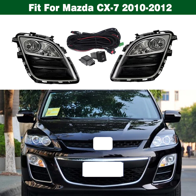 Set of Front Fog Lamp Light Cover Frame Switch Harness For Mazda