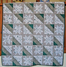 Frosted Stars Patchwork Lap Quilt, Handmade, 48" x 57"