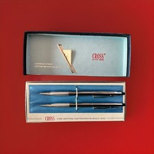 VTG. SILVER CROSS CHROME BALL PEN PENCIL SET 3501 BRAND NEW IN CASE