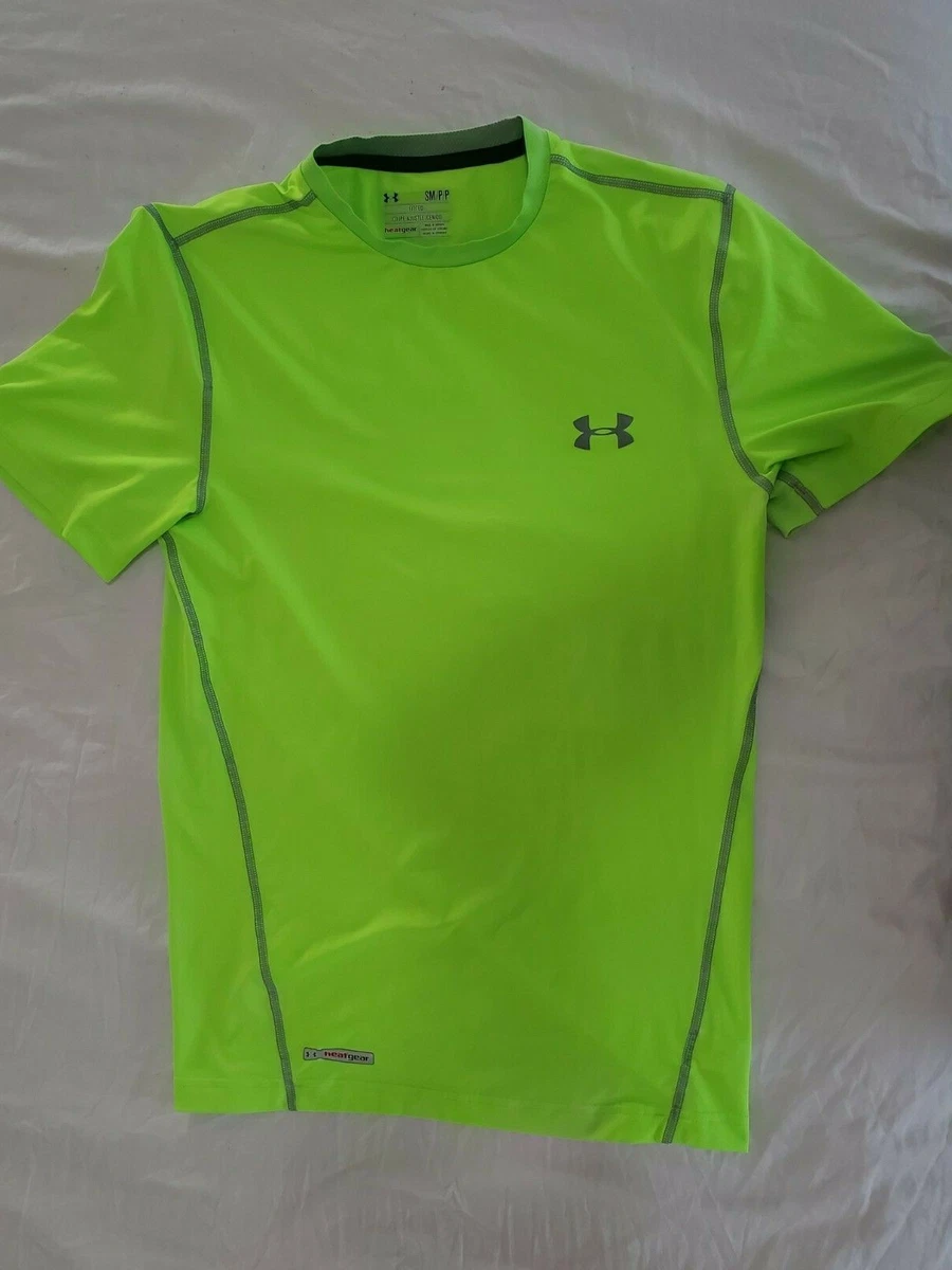 Under Armour neon green fitted heat gear top - XS