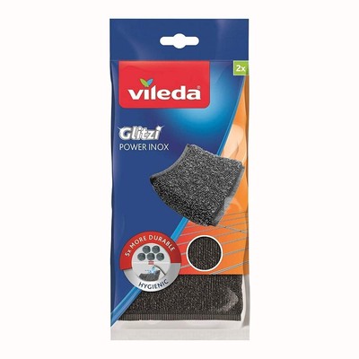 Glitzi Power Inox Steel Sponge For Stubborn Dirt 2 Pieces