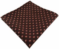 Tigertie Handrolliertes Seideneinstecktuch In Braun Rot Gold Paisley Gemustert