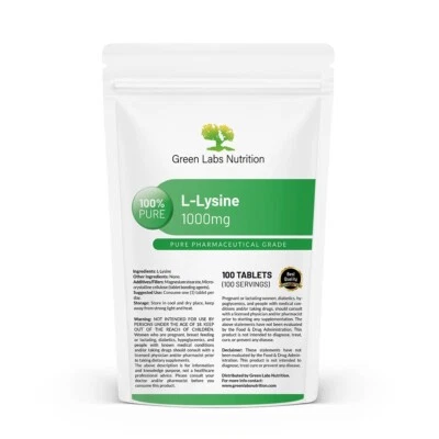 GREEN LABS NUTRITION L-Lisina 1000 mg Compresse – Aminoacido Essenziale per Sistema Nervoso, Immunità