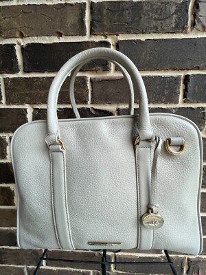 NWT BRAHMIN Marissa Latte Velouria Leather Satchel neutral light sand ivory