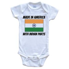 Made In America With Indian Parts India Flag Funny Baby Bodysuit