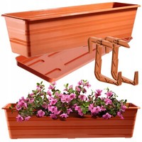 Kadax Blumenkasten Mit Untersetzer Und 2 Griff, Terracotta, 60 Cm