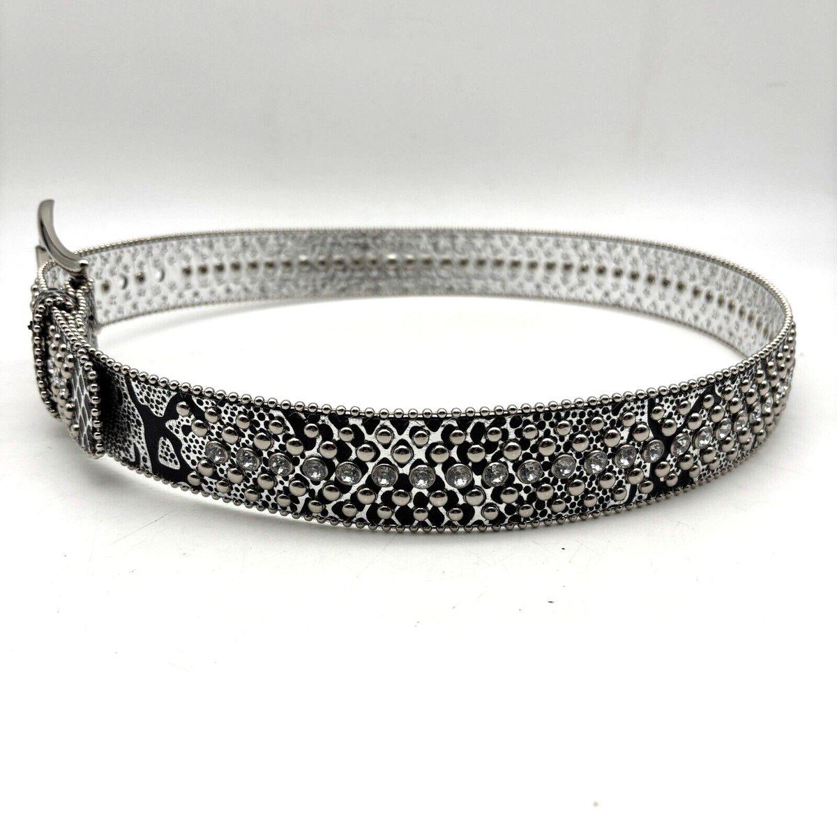 00's vintage GUESS シルバーブレスレット　アーカイブ　y2k Vintage 00s Y2K Guess Metallic Silver PU Reptile Print