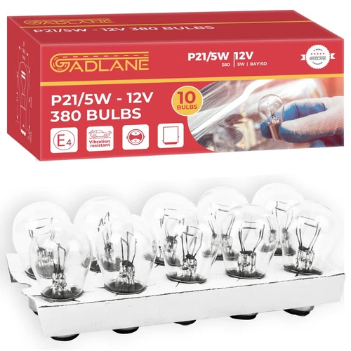 GADLANE 10 x 380 P21/5W Car Bulb BAY15d 12V 2Brake Light Stop & Tail Lights