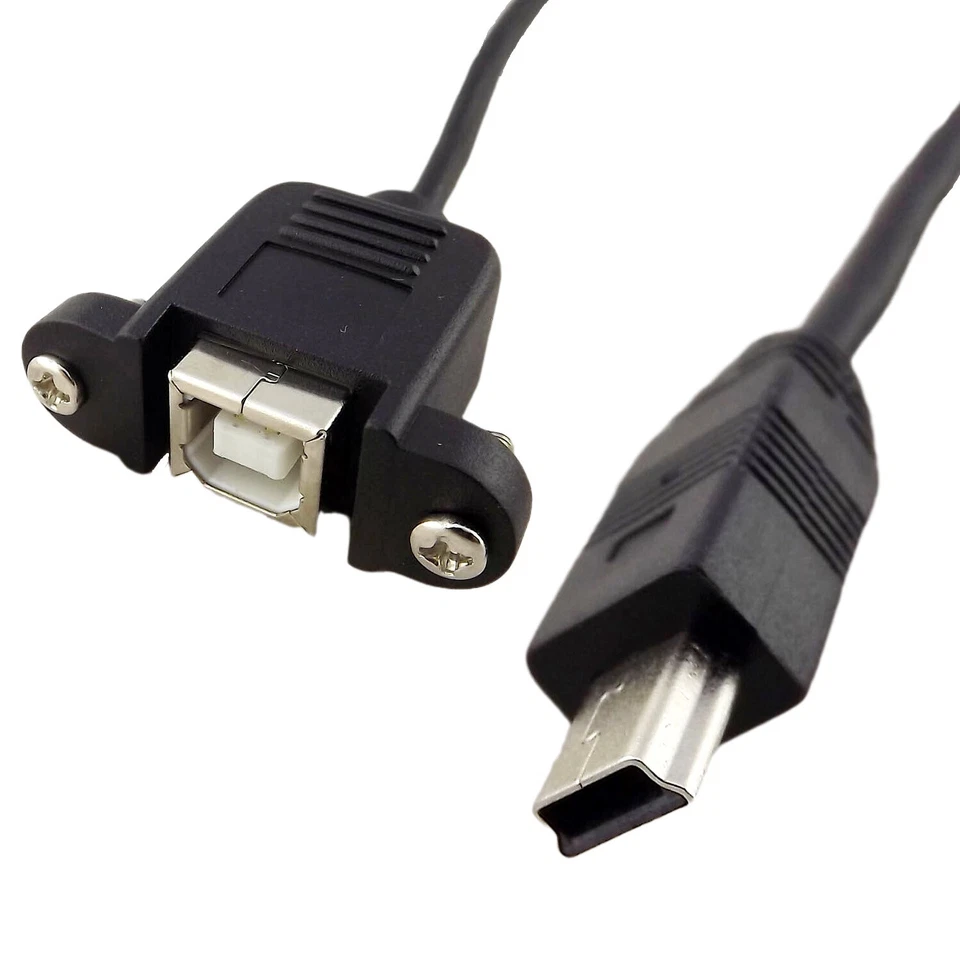 10x USB 2.0 B Female Socket Printer Panel Mount To Mini USB 5Pin Male Cable 50cm - Image 4 of 4