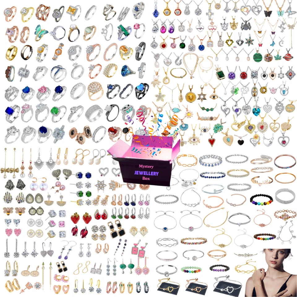 Mystery Box Jewelleries Wholesale SilverNecklace Bracelet Ring Earrigns Gifts UK - Image 2 of 4