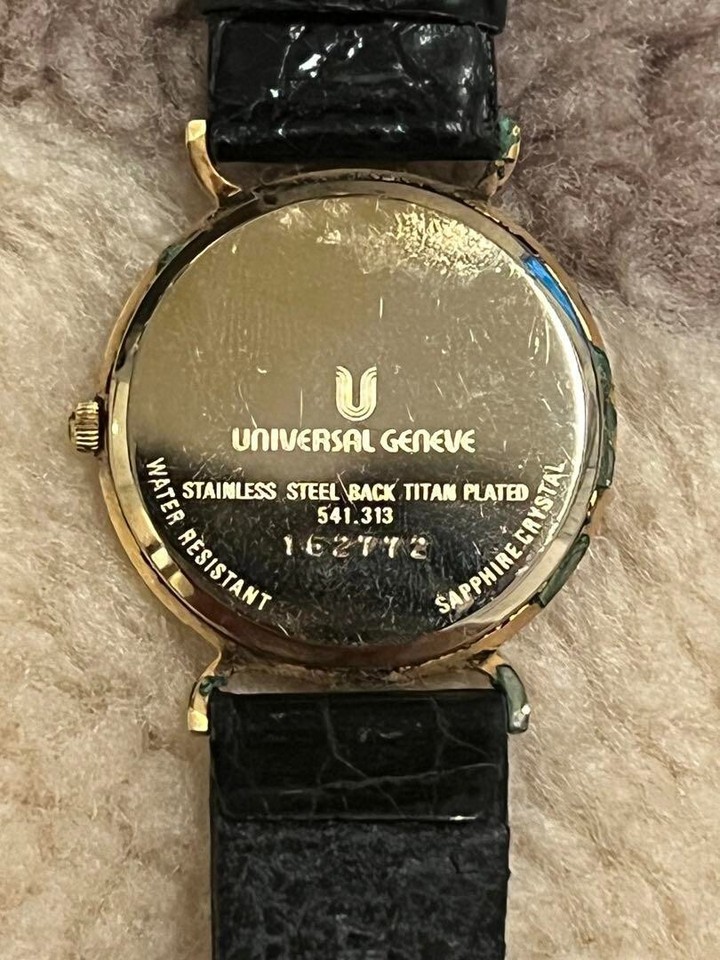 UNIVERSAL GENEVE White 541.313 Stainless Steel Leather Men's Analog eBay