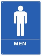 Vintage Style Metal Sign Public Men Bathroom 9 x12