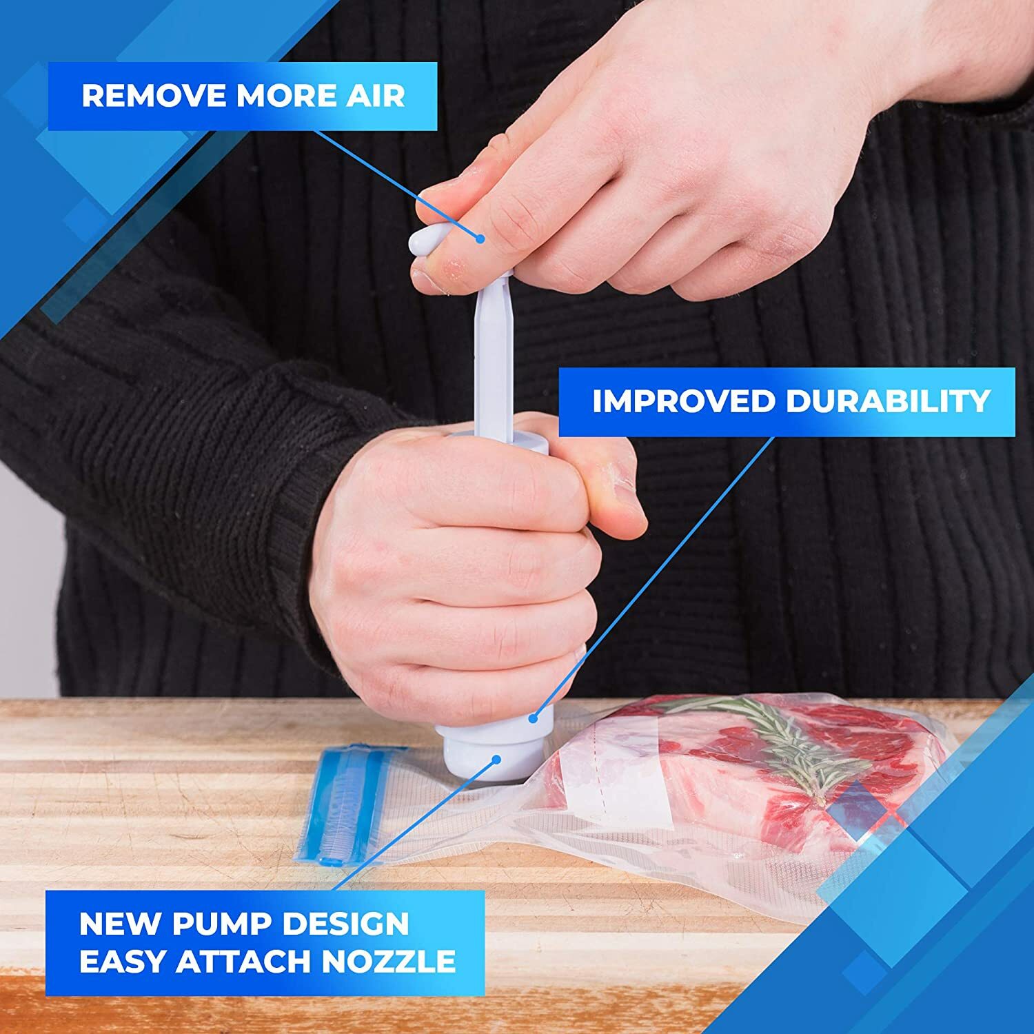 30 Reusable Vacuum Bags, Hand Pump Vacuum Storage Bags For Food BPA