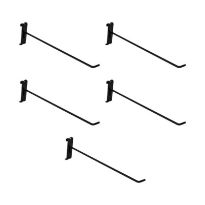 5PC 12'' Gloss Black Long Grid Wall Metal Hooks Display Use W/ Gridwall Panels