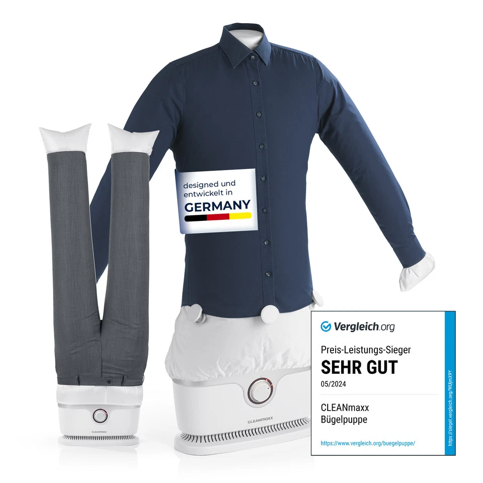 CleanMAXX Ferro Per Camicie Bügelpuppe Heißluft Bügelautomat Hosen Bügelstation