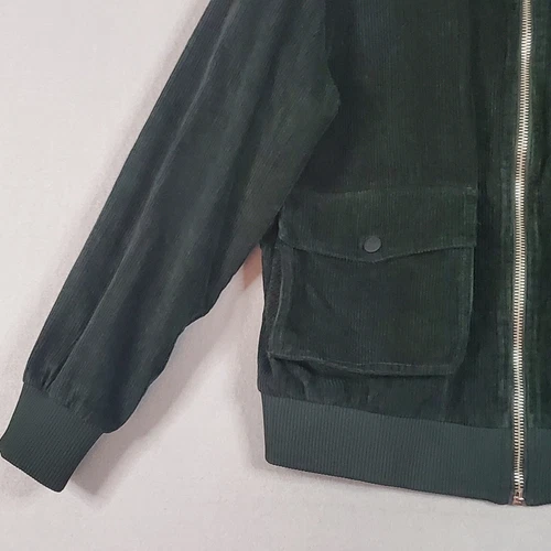 Brain Dead Cord Goose Jacket Green Corduroy Full Zip Winter Coat Fleece Sz M image 4