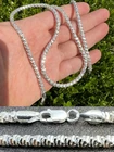 Real 925 Sterling Silver Diamond Cut Sparkle Ice Rope Chain Necklace 4mm 16-30"