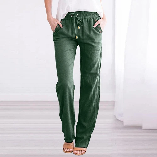 Womens Casual High Waist Pants Drawstring Loose Fit Summer Trousers with Pockets - Imagen 14 de 43
